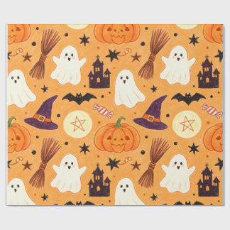 Papel De Regalo Niños con crayones dibujando un Halloween capricho