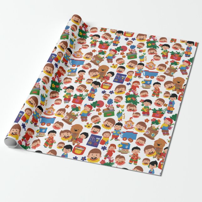 Papel De Regalo Niños con juguetes (Desenrollado)