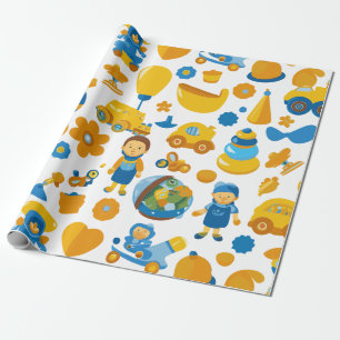 Papel De Regalo Niños con Juguetes