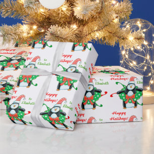 Papel De Regalo Niños con un pingüino Navidades de la cultura