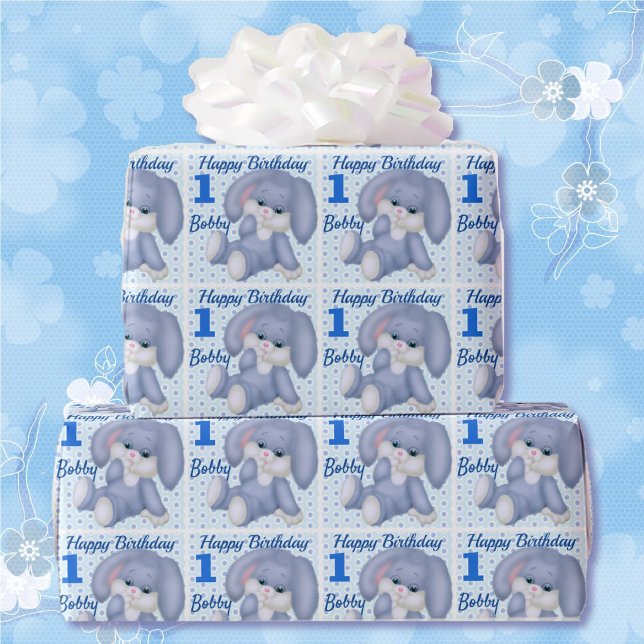 Papel De Regalo Niños conejitos rellenos dulces Primer nombre de n (Subido por el creador)