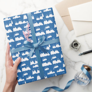 Papel De Regalo Niños Cute Snowy Mountains Hills White Blue