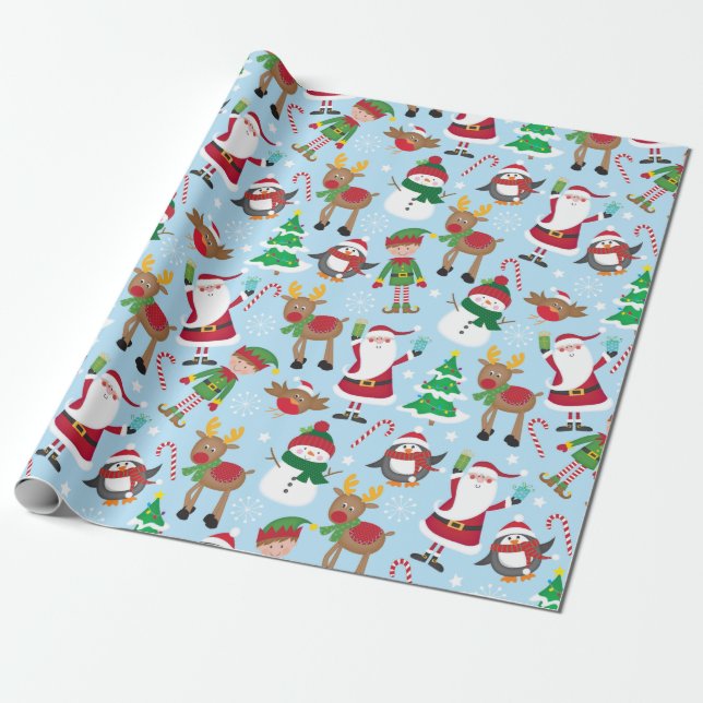 Papel De Regalo Niños de caracteres de Navidades hábiles (Desenrollado)