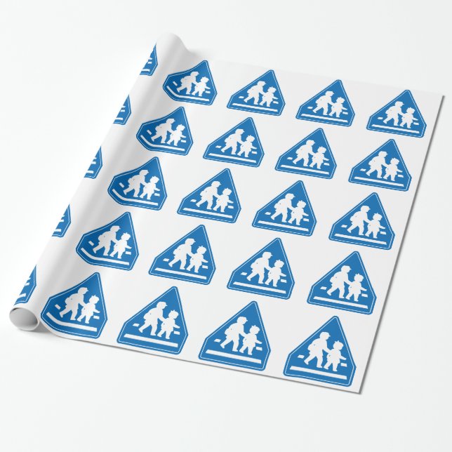 Papel De Regalo Niños de escuela cruzando >> Rótulo de tráfico jap (Desenrollado)