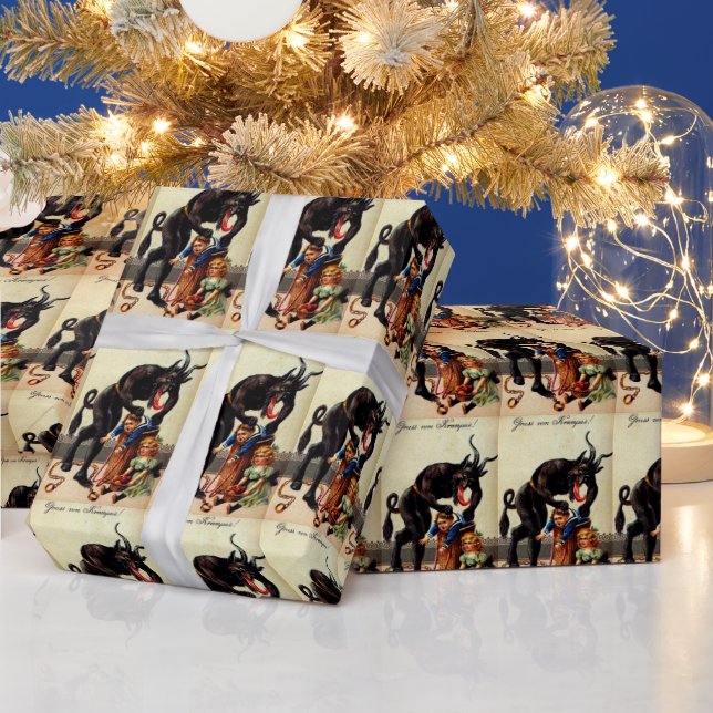 Papel De Regalo Niños de Krampus en un regalo para Navidades de va (Vacaciones)