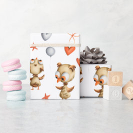 Papel De Regalo Niños de Lechuza Bebé Adorables