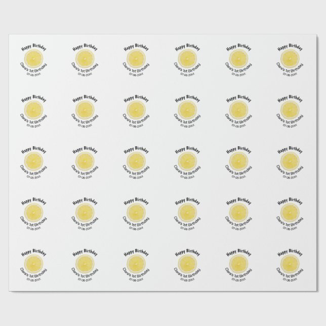 Papel De Regalo Niños de primer cumpleaños limón de nacimiento agr (Superficie plana)