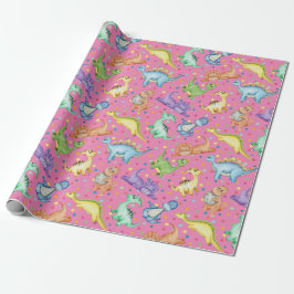Papel De Regalo Niños dinosaurios animal color rosa regalo de cump