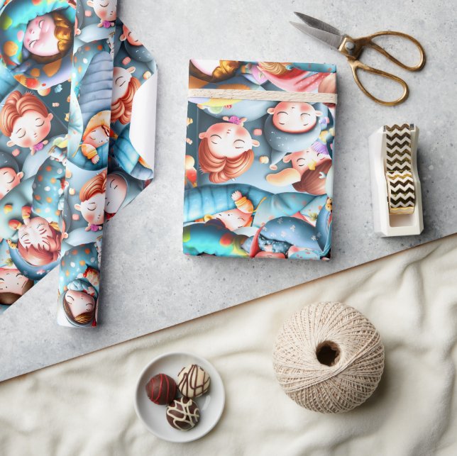 Papel De Regalo Niños durmiendo sonámbulos baboso pajama fiesta di (Artesanía)