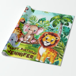 Papel De Regalo Niños educados Fiesta de cumpleaños Selva Safari A
