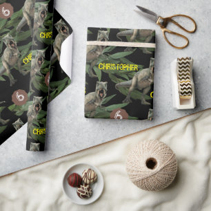 Papel De Regalo Niños Fiestas de Dinosaurios Cumpleaños Trex