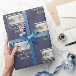 Papel De Regalo Niños Foto Feliz Navidad Abuelo Púrpura