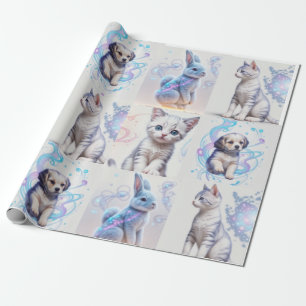 Papel De Regalo Niños Galaxy Colección cachorro, gatito, gato, con