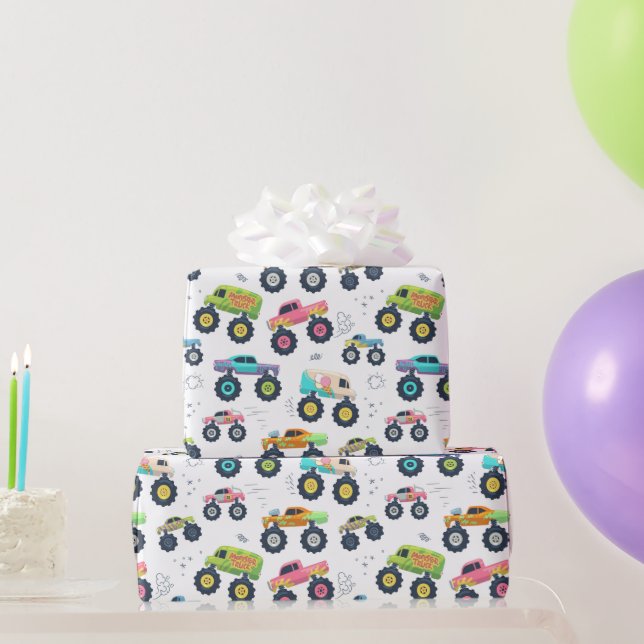 Papel De Regalo Niños Grandes Camiones Y Camiones De Ruedas (Regalos de fiesta)