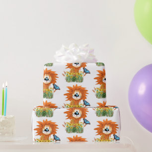 Papel De Regalo Niños leones y mariposas