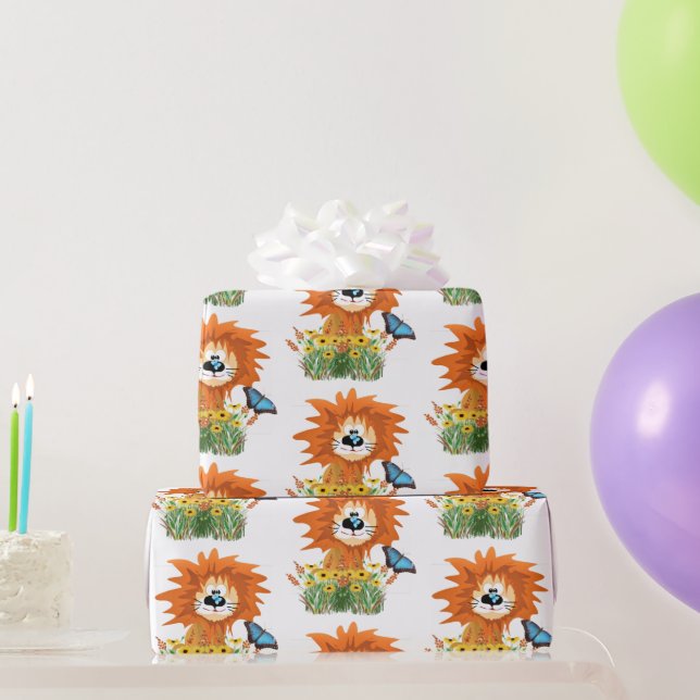 Papel De Regalo Niños leones y mariposas (Regalos de fiesta)