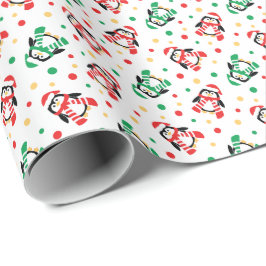 Papel De Regalo Niños lindos de los pequeños pingüinos del navidad