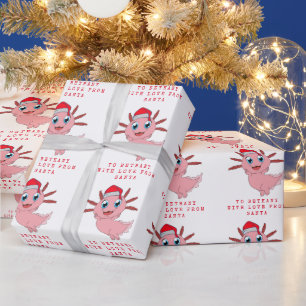 Papel De Regalo Niños Llaman Amor A Santa Cute Axolotl