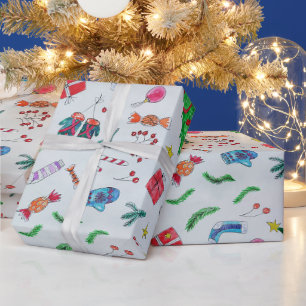 Papel De Regalo Niños Navidad Moderna Colorida
