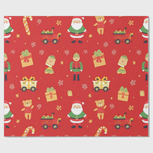 Papel De Regalo Niños Navidad Santa y Juguetes 30 pulgadas por 15