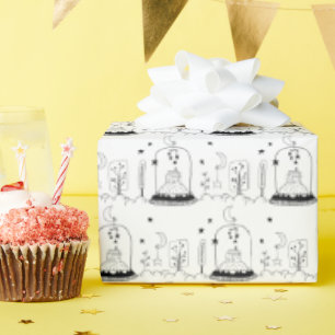 Papel De Regalo Niños Navidades Estrellas de luna de globo de niev