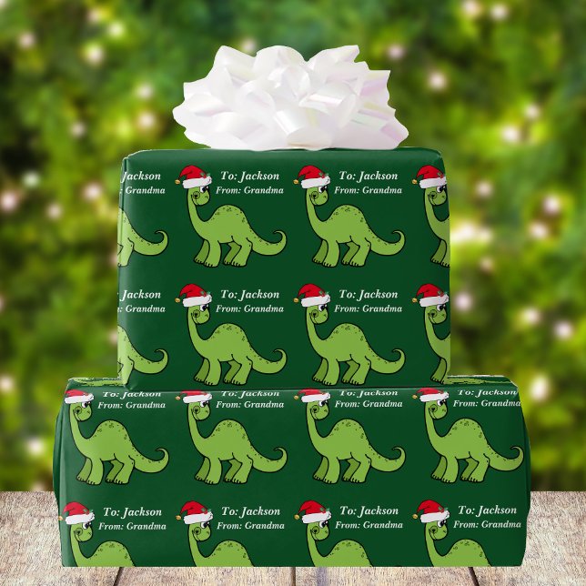 Papel De Regalo Niños Navidades pequeños Dinosaurio Santa Personal (Subido por el creador)