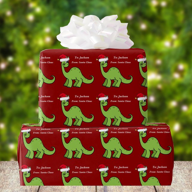 Papel De Regalo Niños Navidades rojos Personalizado de dinosaurios (Subido por el creador)