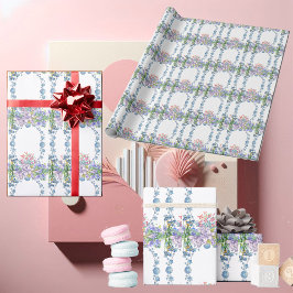 Papel De Regalo Niños Pastel suave Flores Azules Oval Floral Cumpl