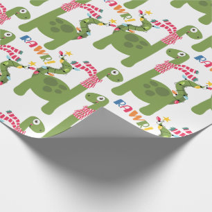 Papel De Regalo Niños pequeños Navidades de dinosaurios envuelto