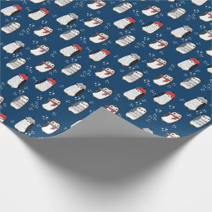Papel De Regalo Niños pingüinos navidades azul marino