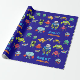 Papel De Regalo Niños ROBOT Nombrados Robots Graciosos del Persona