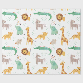 Papel De Regalo Niños Safari salvajes