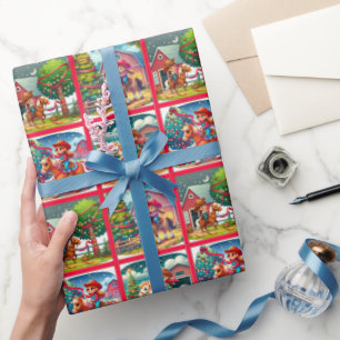 Papel De Regalo Niños Vaqueros Decoran Árbol De Navidad