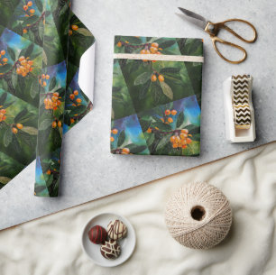 Papel De Regalo Nísperos en pintura de primavera de abril por Alfr