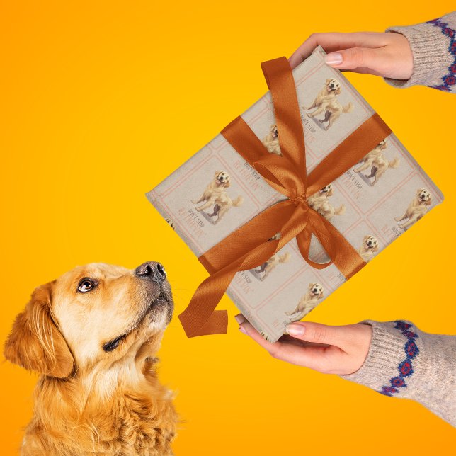 Papel De Regalo No dejes de recuperar - amante del perro - Golden  (Don't Stop Retriving - dog lover -Golden Retriever Wrapping Paper)