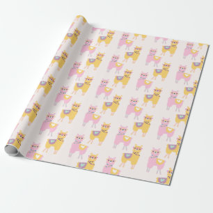 Papel De Regalo No hay llama drama lindo patrón amarillo rosado
