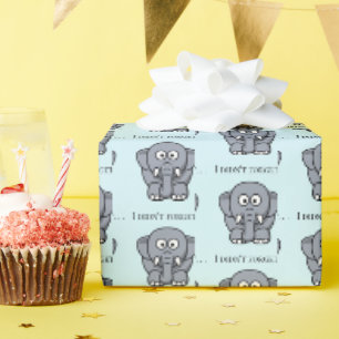 Papel De Regalo No Olvidé Elefante Gris Divertido Dibujo Animado