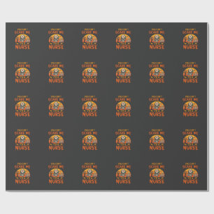 Papel De Regalo No Puedes Asustarme Enfermera Calavera Jeringa Poc