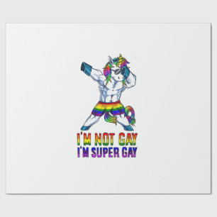 Papel De Regalo No Soy Gay Soy Super Gay LGBT Culturismo Unicornio