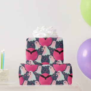 Papel De Regalo No tan espeluznantes fantasmas rosados