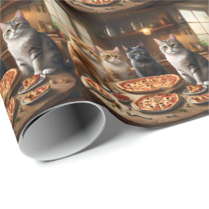 Papel De Regalo Noche Cat Pizza,
