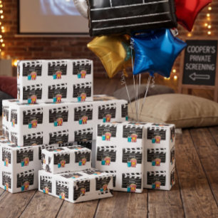 Papel De Regalo Noche de Cine Cumpleaños para Niños