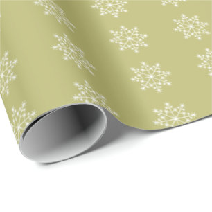 Papel De Regalo Noche de copas de nieve navideña Navidad verde ol