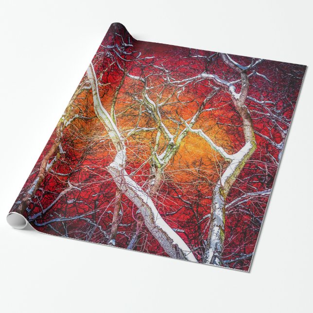 Papel De Regalo Noche de invierno rojo (Desenrollado)