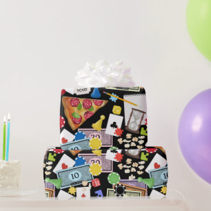 Papel De Regalo Noche de Juegos Juegos de Mesa Snacks Fiesta