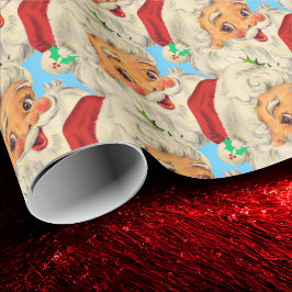 Papel De Regalo Noche de Navidad Vieja Santa Claus Face Funny Old