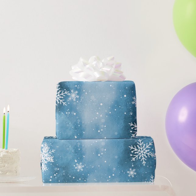 Papel De Regalo Noche de Navidades de Invierno de Nieve con Nieve  (Regalos de fiesta)