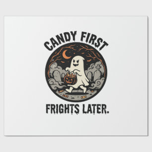 Papel De Regalo Noche de Terror de Dulces de Halloween