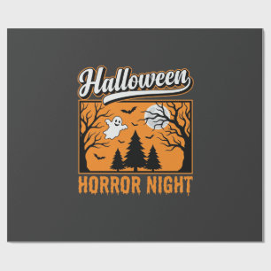 Papel De Regalo Noche de Terror de Halloween Bosque Fantasma Retro