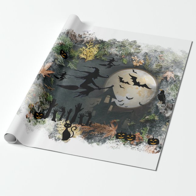 Papel De Regalo Noche del Fiesta de las brujas (Desenrollado)